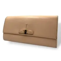 Ferragamo フェラガモ 長財布 ヴァラリボン サフィアーノ ベージュ