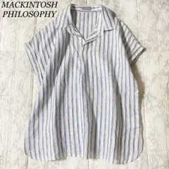 マッキントッシュフィロソフィー　シャツ　リネン　ストライプ　麻　スキッパーのサムネイル
