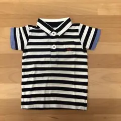 〈ブリーズ〉ポロシャツ白×黒ボーダー（80〜90）