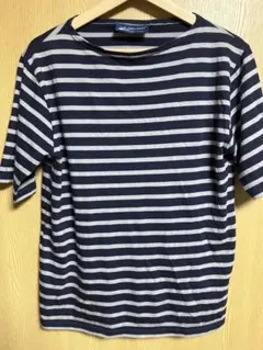 SAINT JAMES ネイビー/グレーストライプ ボートネック半袖　サイズT3