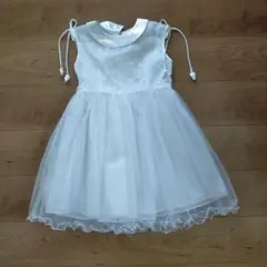 ホワイト フリル付きドレス 約100cm