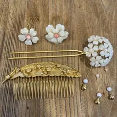 金色の花デザイン 髪飾りセット