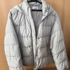 フード付きダウンジャケット ライトグレー