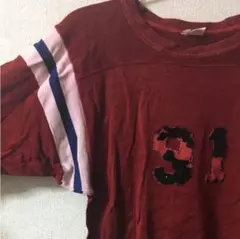 ヴィンテージフットボールシャツ50〜60sワインレッドレーヨン
