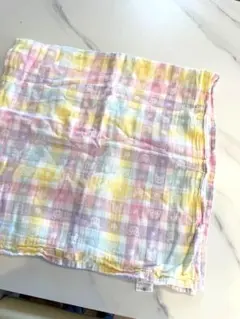 赤ちゃんの城 パステルチェック動物柄ブランケット