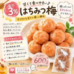 夏バテ予防キャンペーン【数量限定・なくなり次第終了】減塩はちみつ梅 3%のサムネイル