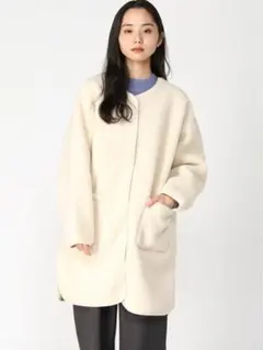 サマンサモスモス リバーシブルボアコート ノーカラー