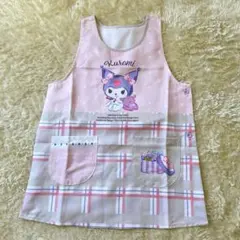 美品 保育士さん エプロン サンリオ クロミ ピンク チェック M-L