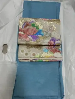 豪華！！華やか！！　可愛い！！七彩錦　花柄 袋帯のみ　六通柄