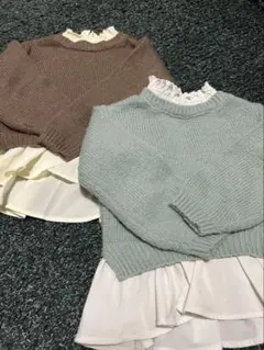 プティマイン　フリル付き　ニットセーター 　Mサイズ