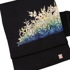 九寸名古屋帯 塩瀬 正絹 花文 作家落款 未使用 イ6117 売切値下げ!!】408mn22◇塩瀬 大花 落款 作家物 名古屋帯◇美品