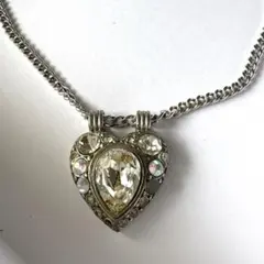 【着画あり】キラキラダイヤモンド風クリスタルストーンのハート型チェーンネックレス