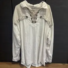 LANDHAUS レースアップシャツ XL ホワイト