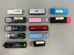 中古動作確認・フォーマット済みUSBメモリ各種12本セット