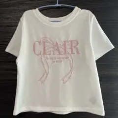 GRL リボン刺繍ロゴTシャツ 白 ピンク 半袖 美品のサムネイル