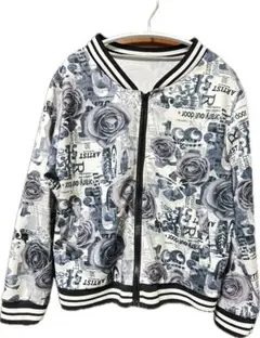 ジップアップブルゾン/薔薇柄/ジャケット/レディース