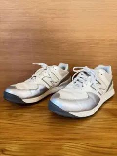 new balance ゴルフシューズ 574 レディース　ホワイト/シルバー