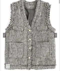 GRL Vネックフリンジツイードベスト[on177] グレイル