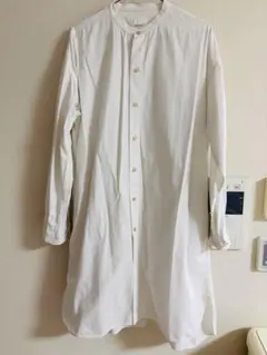 【ARMEN/アーメン】BANDED COLLAR LONG SHIRT 白のサムネイル