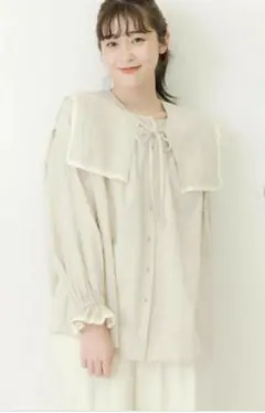 ☆新品☆サマンサモスモス ゆべしコラボ 付け襟付きブラウス　2way　キナリ