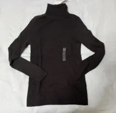 新品UNIQLO リブタートルネックダークブラウンLレディース