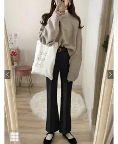 grl フロントタックフレアパンツ　ブラック　k8360t グレイル GRL