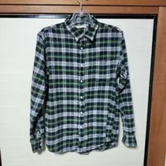 GLOBAL WORK グリーン系チェックネルシャツ Lサイズ