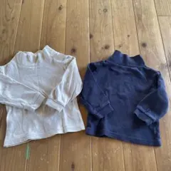 【美品】無印良品　ハイネック　ロンT ネイビー　ホワイト（きなり）