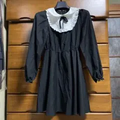 Honey Cinnamon 黒 長袖 ミニワンピース