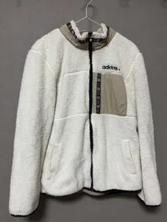 adidas フリースジャケット ボアジャケット クリーム色 アイボリー