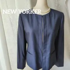 美品NEW YORKER ウールシルクノーカラージャケット 13ARのサムネイル