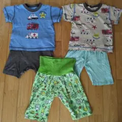男の子　ベビー　半袖パジャマ　はたらく車　カブトムシ　まとめ売りのサムネイル
