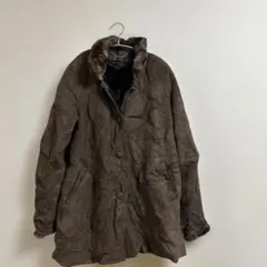 Nigu ブラウンレザーコート ファー付き　メンズ　冬　カジュアル