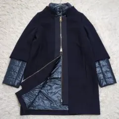 極美品 HERNO 42 3way 異素材 切替 レイヤード ダウンコート 紺
