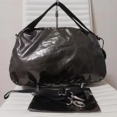 2626　ジャックゴム　2wayバッグ　ポーチ付　メタルブラック　美品
