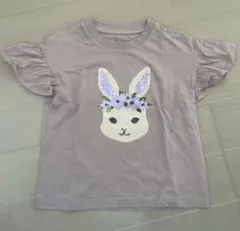 GU うさぎ スパンコール Tシャツ フリル袖　110のサムネイル