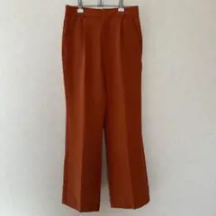 オレンジ ワイドレッグ カジュアルパンツ
