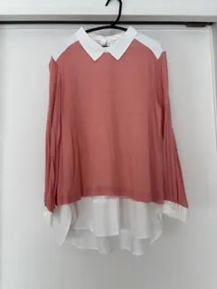 授乳服　レイヤードデザイン長袖シャツ ピンク