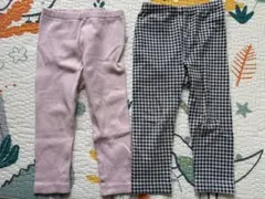 UNIQLO 90cm コットンパンツ 2点セット ピンク・チェック