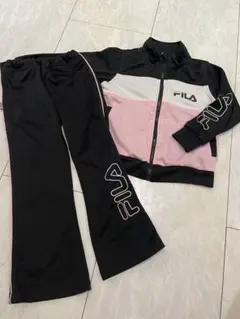 FILA キッズ ジャージ セットアップ ブラック ピンク