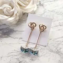 【訳あり品sale】 月 ピアス ガラス製 ブルー グレー