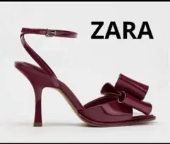 新品★ZARA エナメル風リボン サンダル パンプス 38のサムネイル