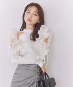 SNIDEL プリーツフリルドッキングニットプルオーバー