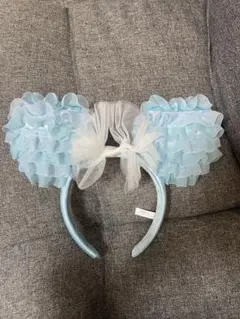 ディズニー カチューシャ ミニー 水色フリル