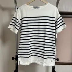 MONCLER モンクレール ボーダー切替 ポケットTシャツ 白 ワッペン m