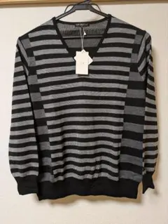 23区 グレー ブラック ストライプ ニット