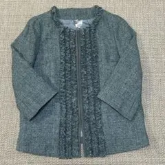 ENNEAツイードノーカラージャケット　フォーマル　フリンジ　フリル　七分袖