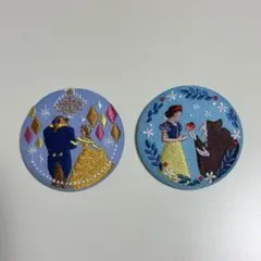 ディズニー 刺繍缶バッジ 2点セット 美女と野獣 白雪姫