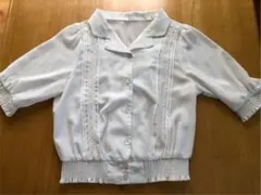 Honeys レース開襟ブラウス 半袖 ホワイト S