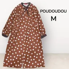 【新品タグ付き】POUDOUDOU ドットおリボンシャツワンピース コーデュロイのサムネイル